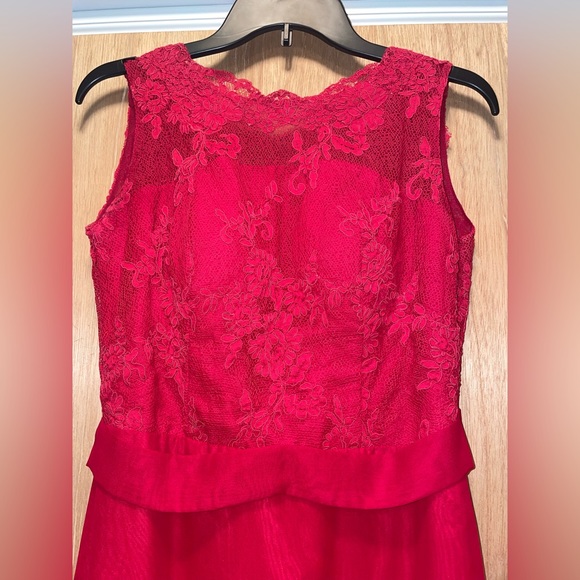 Deep Claret Lace Open Back Bridesmaid Dress - Picture 2 of 7